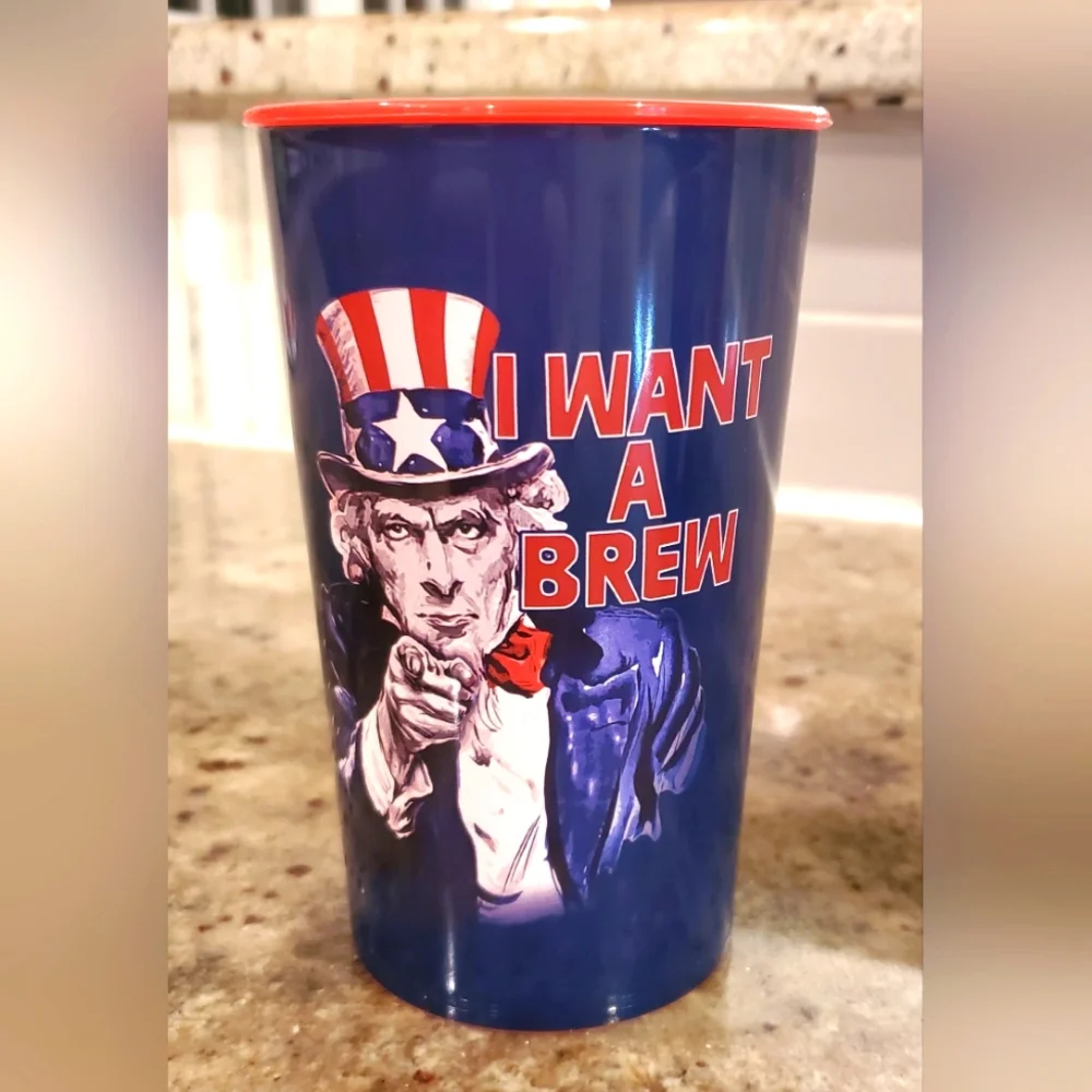 22oz Patriotic Brew Cheers Reusable Plastic Cups, Red, Wht, Blue (2 Cups) - Picture 2 of 10